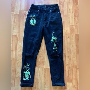 Disney’s Nightmare Before Christmas Black Denim Jeans Glow In The Dark sz 3 w26